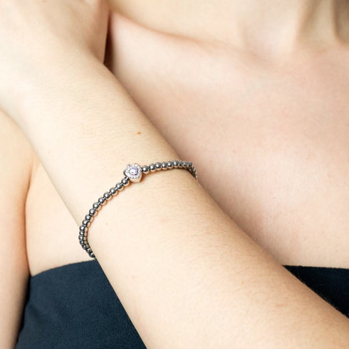 Juni | Violetter Kristall-Geburtsstein | Silber | Kristall-Herz-Armband